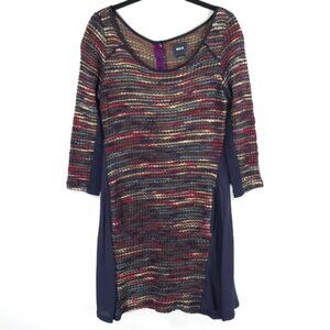 Anthropologie Maeve Rainbow Boucle ChunkyYarn Knit Mini Dress Half Sleeve MEDIUM